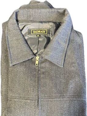Bachrach Gray Herringbone Zip Jacket XXL Button Cuff Classic Coat